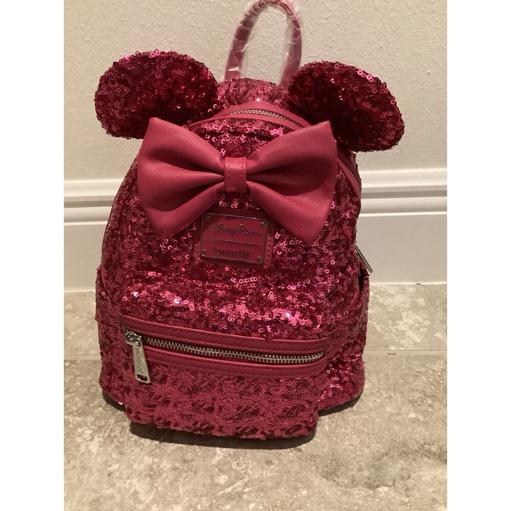 Loungefly Disney Sequins Orchid Magenta Minnie Mouse Mini Backpack (NWT)
